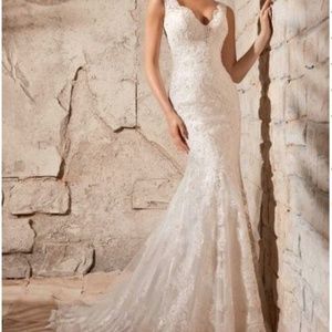 Morilee Lace Wedding Dress with Crystal Beading